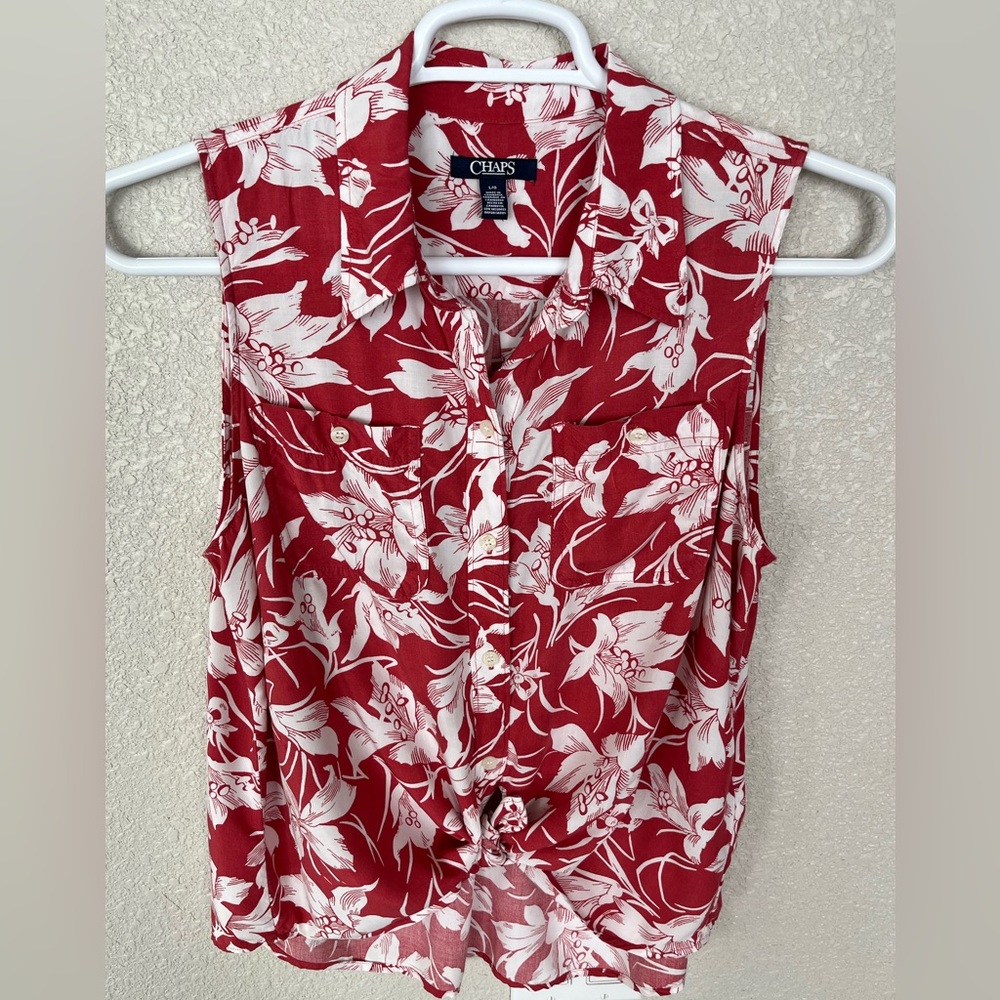 CHAPS Women’s Sleeveless Top Red/White